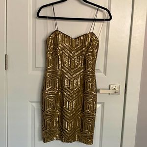 Like New Gold Beaded Aidan Maddox mini dressed
